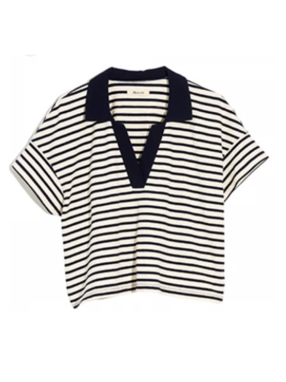 Madewell Ribbed Cropped Polo Tee Top XL Like New